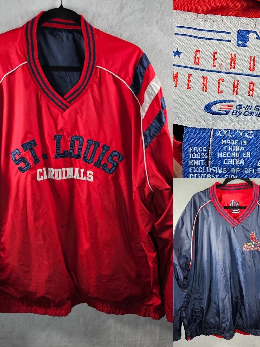 G-III Sports St. Louis Cardinals Reversible Windbreaker Red Navy Men's Size XXL